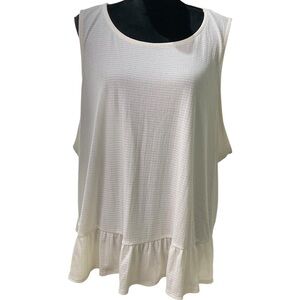 Torrid Cream Textured Knit High Neck Ruffled Crop Tank Top Size 5